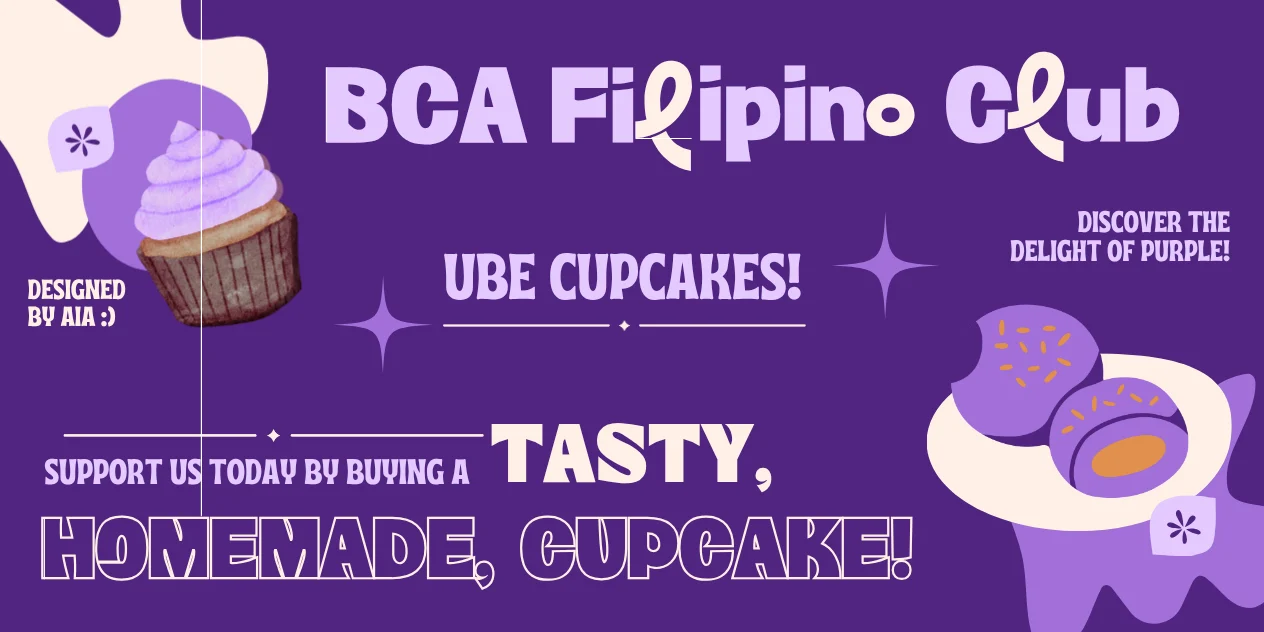 BCA Filipino Club ube cupcake banner designed by AIA
